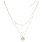 N-7160 Fashion Double Layers Gold Metal Round Pendant Necklaces for Women Party Jewelry
