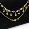 N-7161 Fashion Double Layers Gold Metal Full Rhinestone Pendant Necklaces for Women Party Jewelry