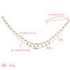 N-7161 Fashion Double Layers Gold Metal Full Rhinestone Pendant Necklaces for Women Party Jewelry