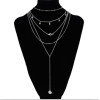 N-7163 Fashion Silver Alloy Sun Shaped Pendant Necklace Clavicular Chain Multilayer Necklace 5 Layers for Women
