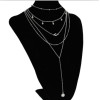N-7163 Fashion Silver Alloy Sun Shaped Pendant Necklace Clavicular Chain Multilayer Necklace 5 Layers for Women