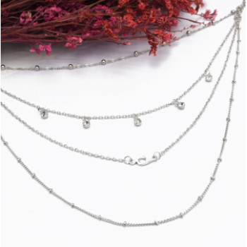 N-7163 Fashion Silver Alloy Sun Shaped Pendant Necklace Clavicular Chain Multilayer Necklace 5 Layers for Women