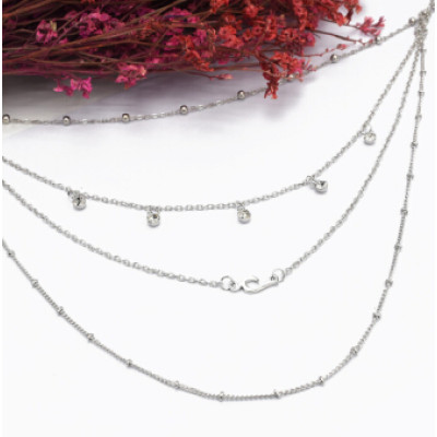N-7163 Fashion Silver Alloy Sun Shaped Pendant Necklace Clavicular Chain Multilayer Necklace 5 Layers for Women