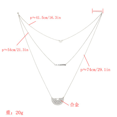 N-7164 Fashion Simple Fan-shaped Necklace Conch Pendant 3 Layers Clavicle Chain