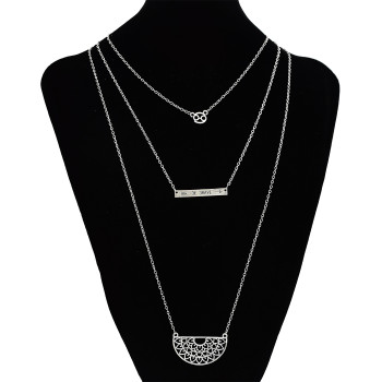 N-7164 Fashion Simple Fan-shaped Necklace Conch Pendant 3 Layers Clavicle Chain