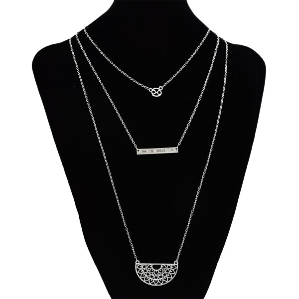 N-7164 Fashion Simple Fan-shaped Necklace Conch Pendant 3 Layers Clavicle Chain