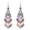 E-5058 Bohemian Silver Metal Flower Shape Resin Beaded Statement Earrings for Women Party Jewelry