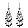 E-5058 Bohemian Silver Metal Flower Shape Resin Beaded Statement Earrings for Women Party Jewelry