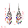 E-5058 Bohemian Silver Metal Flower Shape Resin Beaded Statement Earrings for Women Party Jewelry