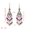 E-5058 Bohemian Silver Metal Flower Shape Resin Beaded Statement Earrings for Women Party Jewelry
