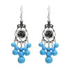 E-5059 Vintage Bohemian Silver Metal Flower Shape Resin Bead Statement Earrings for Women Party Jewelry