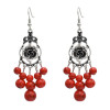 E-5059 Vintage Bohemian Silver Metal Flower Shape Resin Bead Statement Earrings for Women Party Jewelry