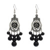E-5059 Vintage Bohemian Silver Metal Flower Shape Resin Bead Statement Earrings for Women Party Jewelry