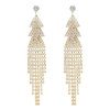E-5065 Fashion Silver Gold Metal Crystal Long Tassel Drop Earrings for Women Bridal Wedding Party Jewelry