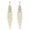 E-5065 Fashion Silver Gold Metal Crystal Long Tassel Drop Earrings for Women Bridal Wedding Party Jewelry