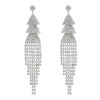 E-5065 Fashion Silver Gold Metal Crystal Long Tassel Drop Earrings for Women Bridal Wedding Party Jewelry