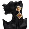 E-5073 Fashion Gold Metal Enamel Glass Drop Earrings for Women Boho Wedding Party Jewelry .