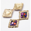 E-5073 Fashion Gold Metal Enamel Glass Drop Earrings for Women Boho Wedding Party Jewelry .