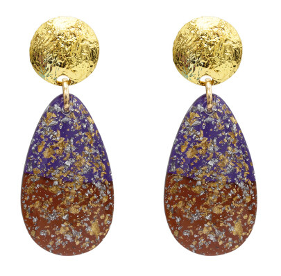 E-5072 Fashion Gold Metal Acrylic Glass Big Drop Earrings for Women Boho Wedding Party Jewelry