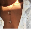 N-7174 6 Styles Fashion Silver Alloy Sun Moon Shaped Pendant Necklace Clavicular Chain Multilayer Necklace for Women