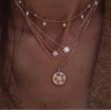 N-7173 5 Styles Multi-Layer Rhinestone Tassel Gold Alloy Necklace
