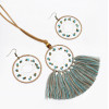 N-7172  E-5074   Ethnic Boho Handmade Dream Catcher Cotton Tassel Pendant Necklace & Earring Party Jewelry Sets