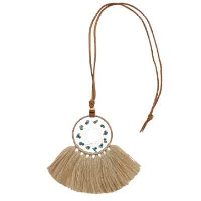 N-7172  E-5074   Ethnic Boho Handmade Dream Catcher Cotton Tassel Pendant Necklace & Earring Party Jewelry Sets