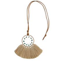 N-7172  E-5074   Ethnic Boho Handmade Dream Catcher Cotton Tassel Pendant Necklace & Earring Party Jewelry Sets