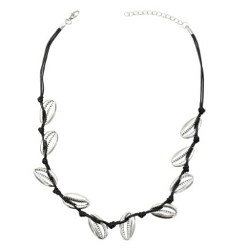 N-7171 Vintage Ethnic Leather Alloy Shell Statement Necklace For Women Fashion Jewerly