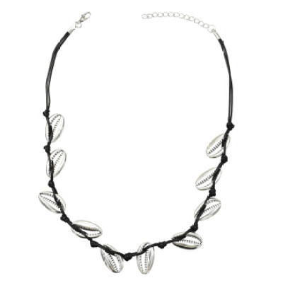 N-7171 Vintage Ethnic Leather Alloy Shell Statement Necklace For Women Fashion Jewerly