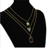 N-7170 Antique Elegant Three Multilayers Gold Metal Oval Triangle Square Pendant Necklaces for Women Boho Choker Party Jewelry