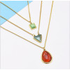 N-7170 Antique Elegant Three Multilayers Gold Metal Oval Triangle Square Pendant Necklaces for Women Boho Choker Party Jewelry