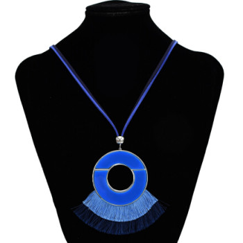 N-7176 Ethnic Boho Handmade Round Tassel Pendant Necklace For Women Party Jewelry