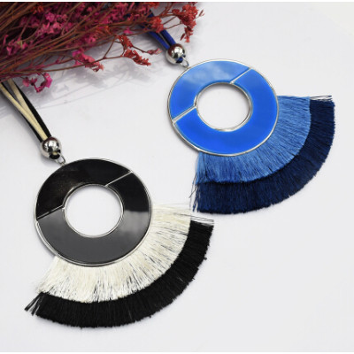 N-7176 Ethnic Boho Handmade Round Tassel Pendant Necklace For Women Party Jewelry