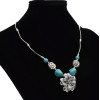 N-7175 New Fashion Charming Blue Stone Flower Chain Resin Choker Necklace For Women