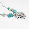 N-7175 New Fashion Charming Blue Stone Flower Chain Resin Choker Necklace For Women