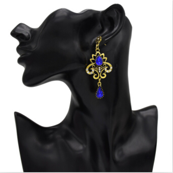 E-5086 Turkish Boho Gold Metal Italy Rhinestone Statement Earrings Creative Vintage Carved Hollow Out Drop Dangle Earrings for Women Festival Party Jewelry