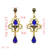 E-5086 Turkish Boho Gold Metal Italy Rhinestone Statement Earrings Creative Vintage Carved Hollow Out Drop Dangle Earrings for Women Festival Party Jewelry