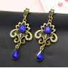 E-5086 Turkish Boho Gold Metal Italy Rhinestone Statement Earrings Creative Vintage Carved Hollow Out Drop Dangle Earrings for Women Festival Party Jewelry