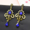 E-5086 Turkish Boho Gold Metal Italy Rhinestone Statement Earrings Creative Vintage Carved Hollow Out Drop Dangle Earrings for Women Festival Party Jewelry