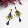 E-5086 Turkish Boho Gold Metal Italy Rhinestone Statement Earrings Creative Vintage Carved Hollow Out Drop Dangle Earrings for Women Festival Party Jewelry