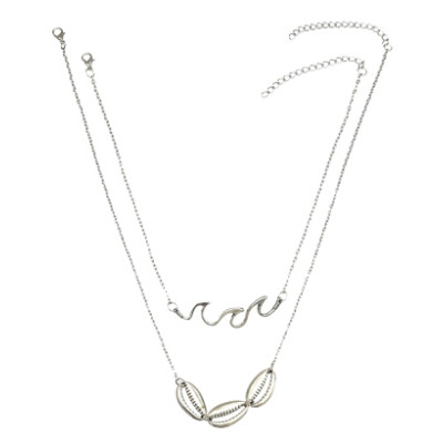 N-7180  2Pcs/set Vintage Silver Alloy Geometric Shape Necklaces for Women Boho Party Jewelry