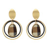 E-5088 Fashion Gold Metal Alloy Double Ring Three Layer Drop Earring