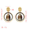 E-5088 Fashion Gold Metal Alloy Double Ring Three Layer Drop Earring