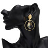 E-5088 Fashion Gold Metal Alloy Double Ring Three Layer Drop Earring