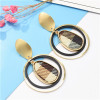 E-5088 Fashion Gold Metal Alloy Double Ring Three Layer Drop Earring