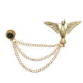 P-0426 Gold Silver Alloy Birds Brooches Coat Pins Collar Chain Women Men Suit Dress Accessories Party Jewelry
