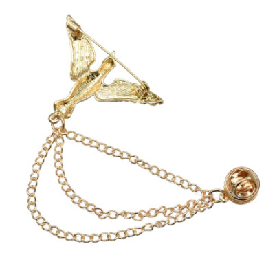 P-0426 Gold Silver Alloy Birds Brooches Coat Pins Collar Chain Women Men Suit Dress Accessories Party Jewelry