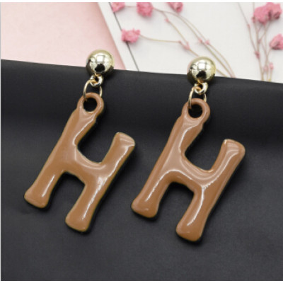 E-5089 6 Colors New Fashion Gold Metal Creative English Alphabet Letter Shaped Pendant Drop Earrings For  Women Personalized Charming Jewelry