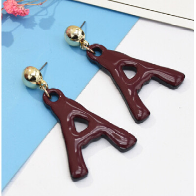 E-5090 6 Colors New Fashion Gold Metal Creative Letter A Shaped Pendant Drop Earrings For  Women Personalized Charming Jewelry